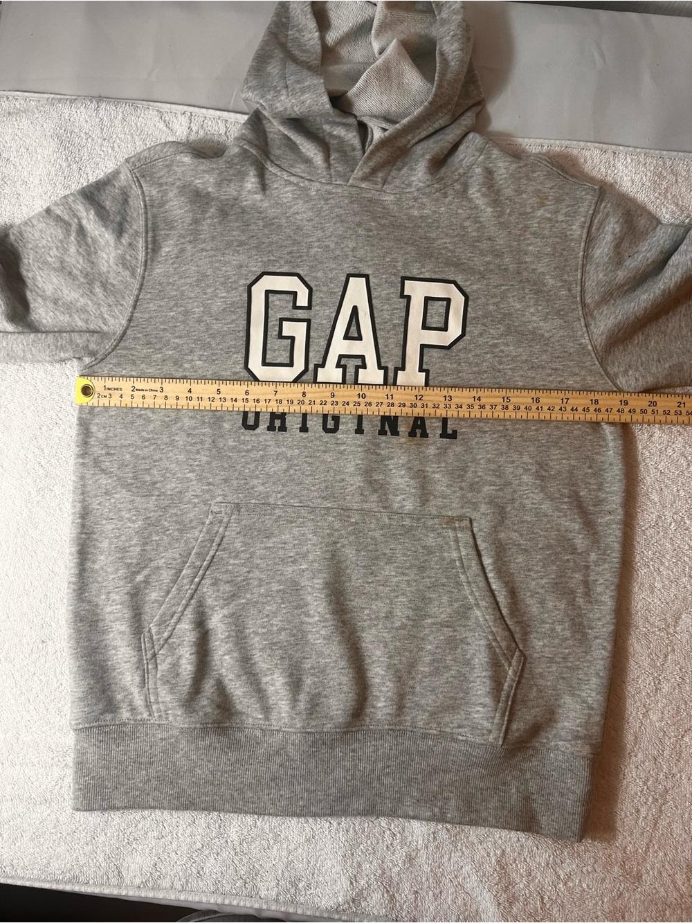 GAP Men's Hooded Sweatshirt in Heather Gray with Logo - Picture 5 of 7